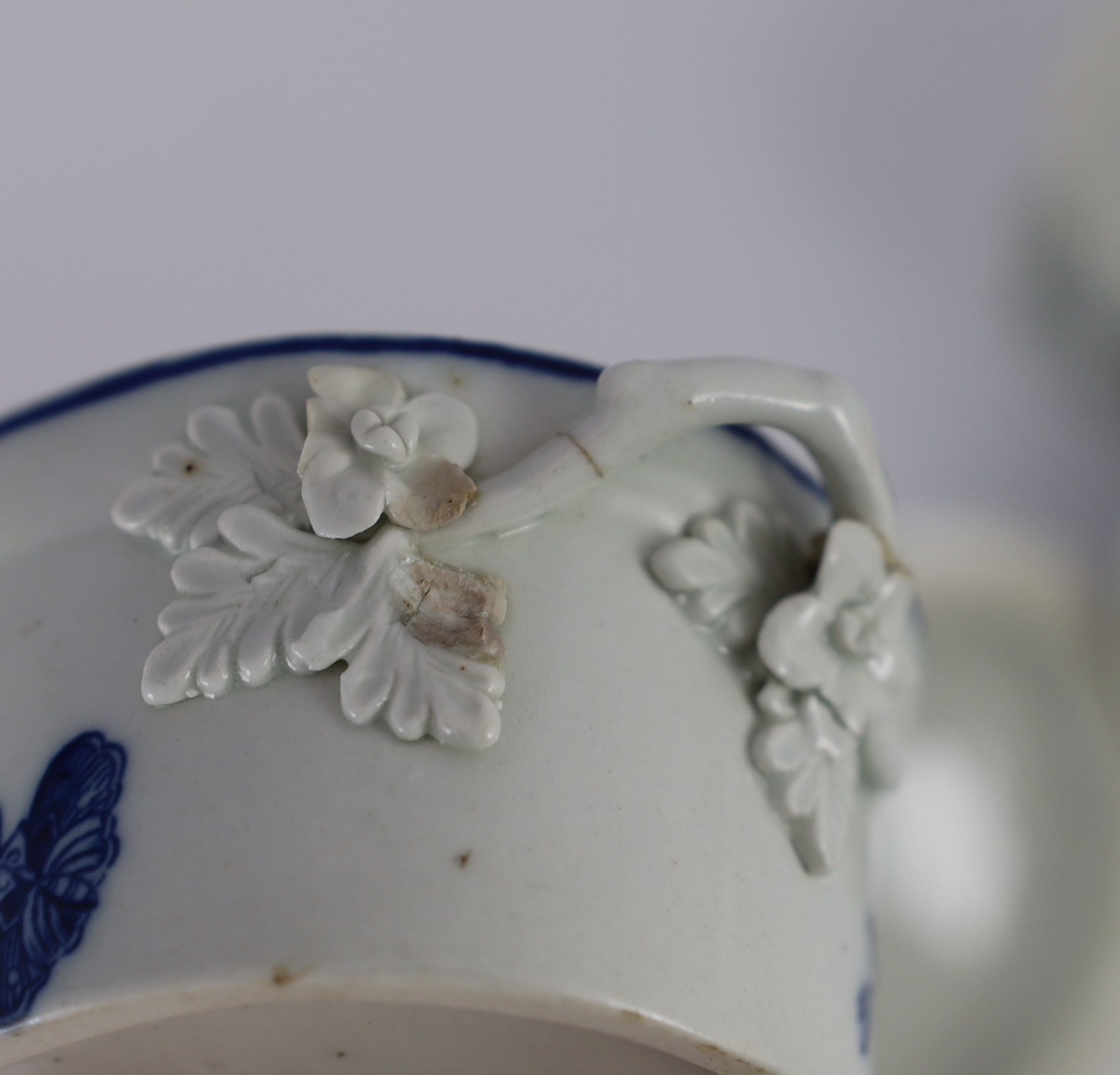 A pair of Caughley blue and white butter tubs, covers and stands, c.1780, stands 19cms wide, tubs and covers 9cms high